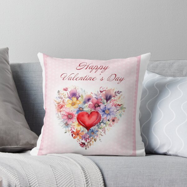 Item preview, Happy Valentine's day card with watercolor red  Heart and flowers St Valentine's Day postcard designed and sold by Createya.