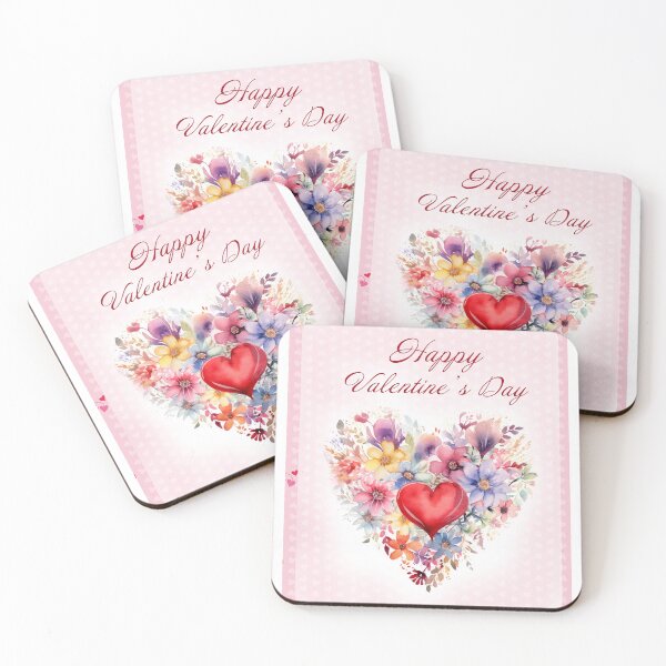 Item preview, Happy Valentine's day card with watercolor red  Heart and flowers St Valentine's Day postcard designed and sold by Createya.