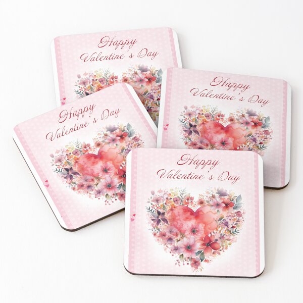 Item preview, Happy Valentine's day card with watercolor red  Heart and flowers St Valentine's Day postcard designed and sold by Createya.