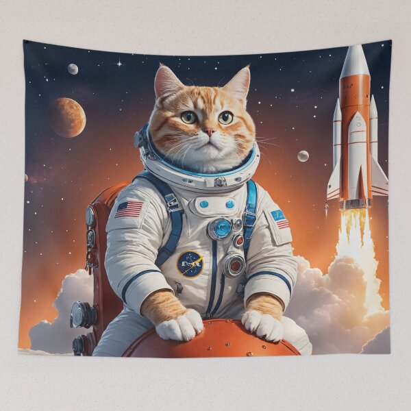 Aperçu de l'œuvre Chat astronaute sur une fusée créée et vendue par Roland Mitterbauer.