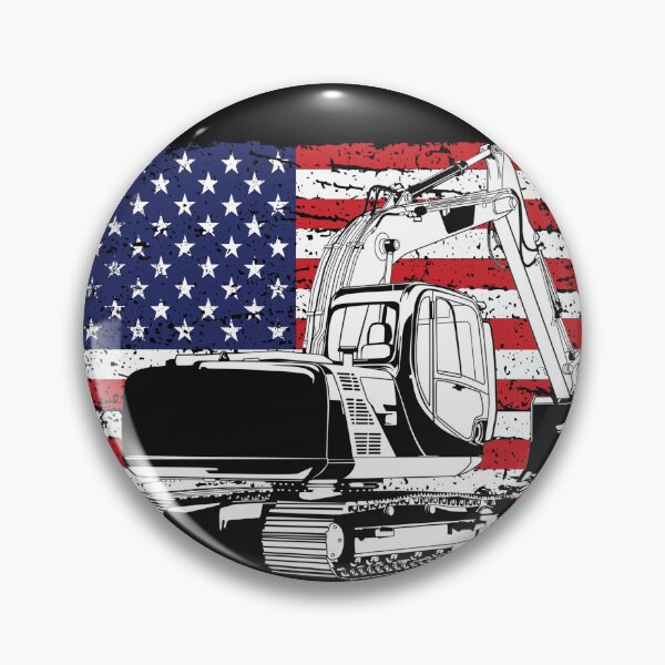 Item preview, excavator red white and blue designed and sold by Whitetailcrafts.