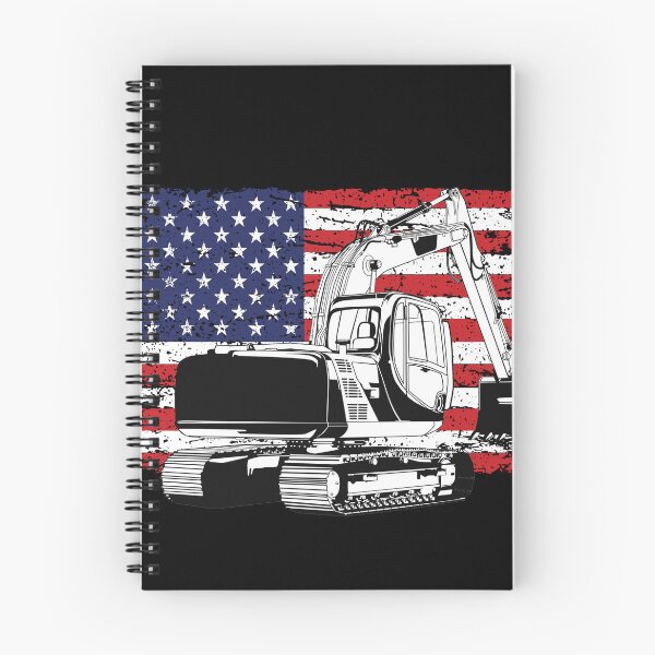 Item preview, excavator red white and blue designed and sold by Whitetailcrafts.