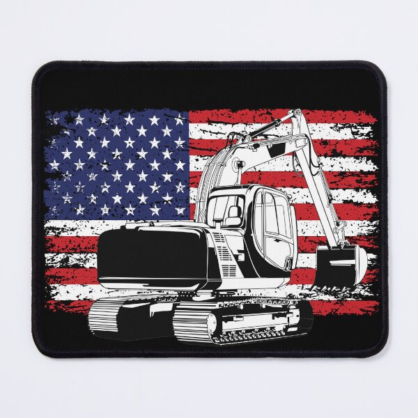 Item preview, excavator red white and blue designed and sold by Whitetailcrafts.