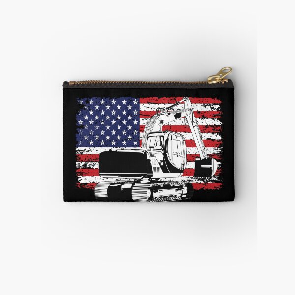 Item preview, excavator red white and blue designed and sold by Whitetailcrafts.