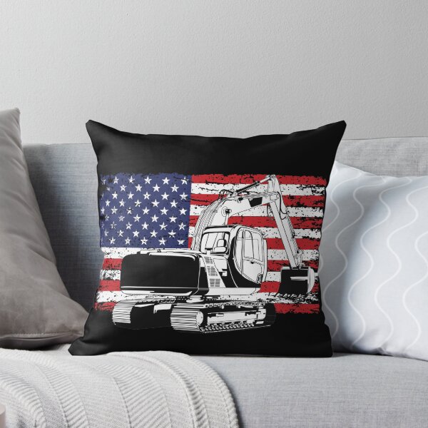 Item preview, excavator red white and blue designed and sold by Whitetailcrafts.