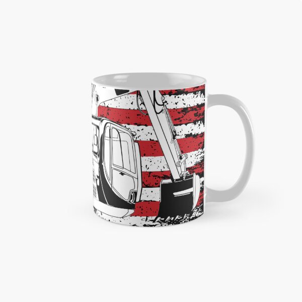 Item preview, excavator red white and blue designed and sold by Whitetailcrafts.