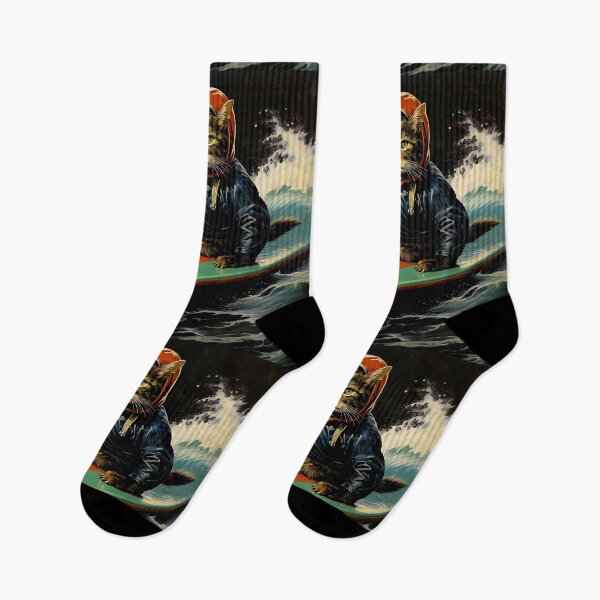 Item preview, Vintage Cat Art: The Cat Who Loves Surfing | Animal Art | Oil Painting | Cat Art designed and sold by UnhingedBird.