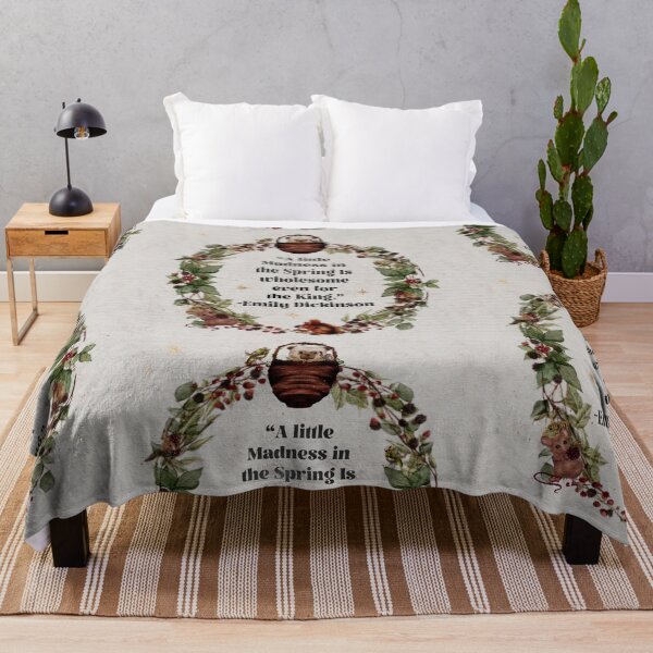 Item preview, Cottagecore decor Emily Dickinson Spring and King Quote with woodland creatures and pug designed and sold by Monica Laipple.