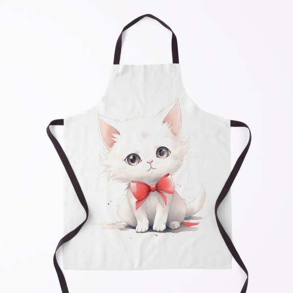 Item preview, Cute white watercolor cat with red bow designed and sold by irashpi.