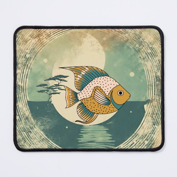 Item preview, Cute Fish Art With Distressed Retro Vintage Sunset  designed and sold by Cuteanimalgifts.
