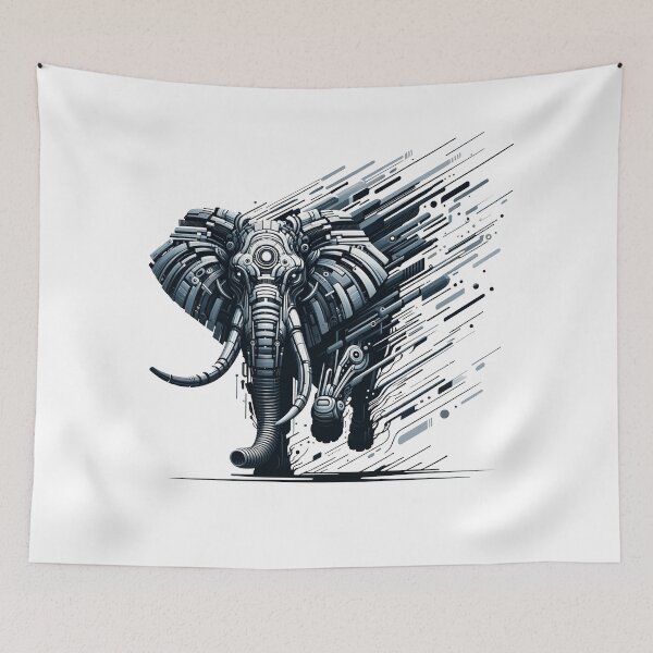 Item preview, Futuristic cyber elephant made of mechanical elements in dynamic speed representation designed and sold by NexusSales.