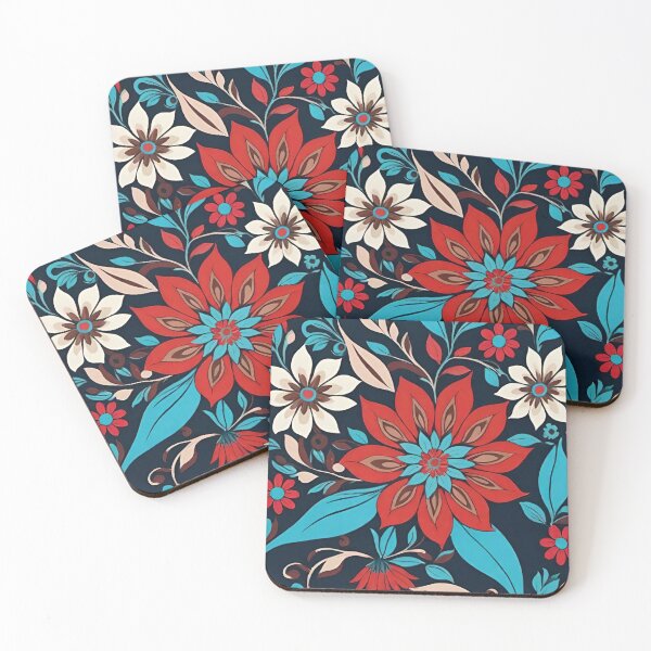 Item preview, Navy blue flower print  designed and sold by JLeonardoArt.