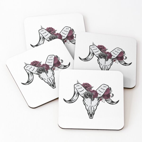 Item preview, Ram skull, Skull flowers, goth flower designed and sold by MH2024.