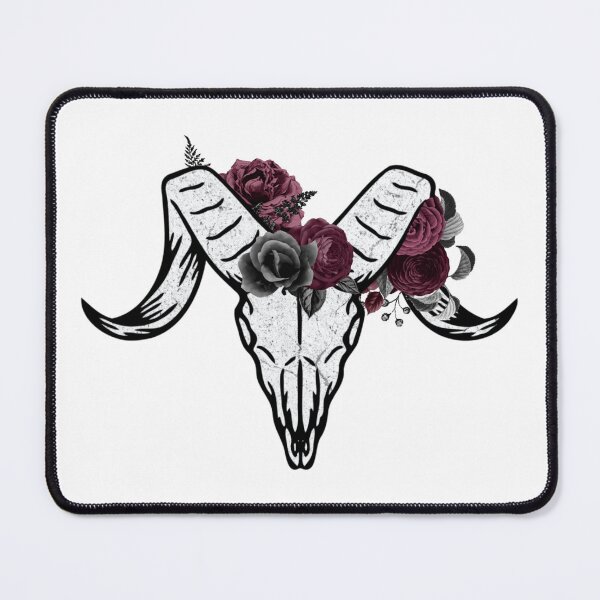 Item preview, Ram skull, Skull flowers, goth flower designed and sold by MH2024.