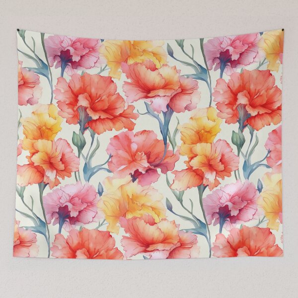 Item preview, Vintage colorful whatercolor carnation pattern designed and sold by Vindbult.