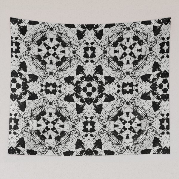 Aperçu de l'œuvre Feuilles noires et blanches ressemblant à des roses avec un motif flou créée et vendue par SimplyConnor.