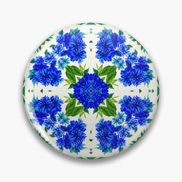 Aperçu de l'œuvre Fleur bleue centrée avec des feuilles vertes en forme de pétales créée et vendue par SimplyConnor.