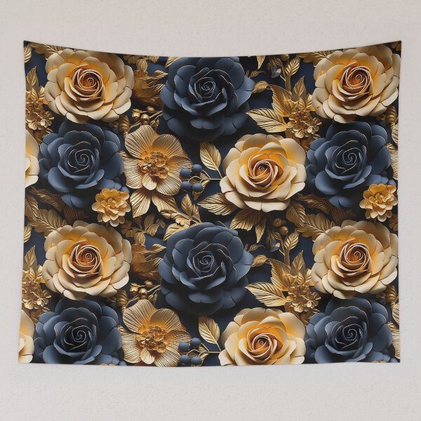 Item preview, Midnight and Gold - 3D Rose Extravaganza designed and sold by TriarArt.