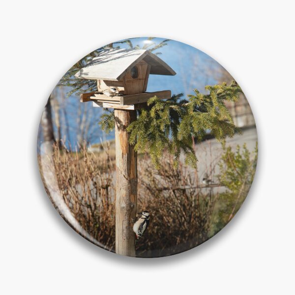 Item preview,  Marsh Tit and Great Spotted Woodpecker at the Birdhouse designed and sold by CheekyChameleon.