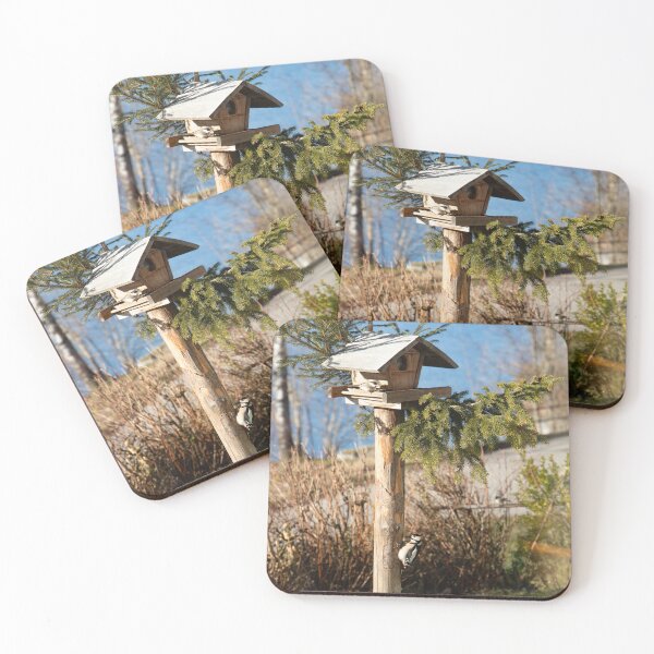 Item preview,  Marsh Tit and Great Spotted Woodpecker at the Birdhouse designed and sold by CheekyChameleon.