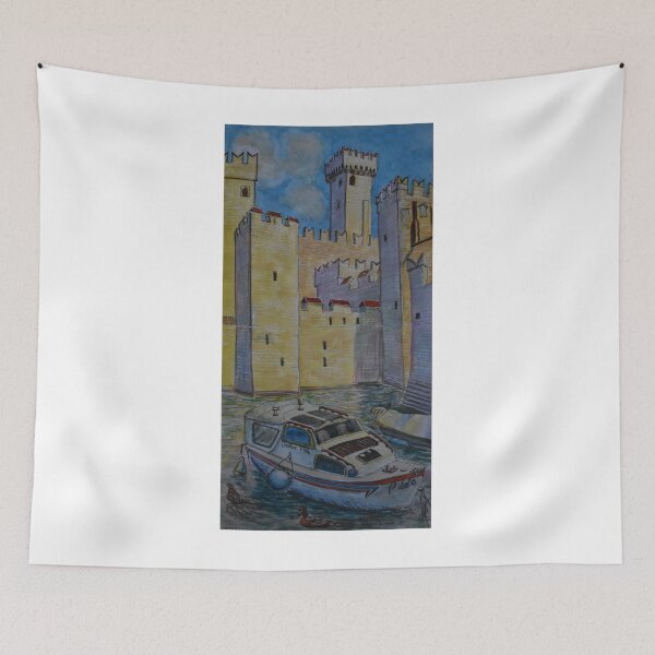 Item preview, Watercolor Sketch - Castello Scaligero, Sirmione, Italy designed and sold by Igor Pozdnyakov.