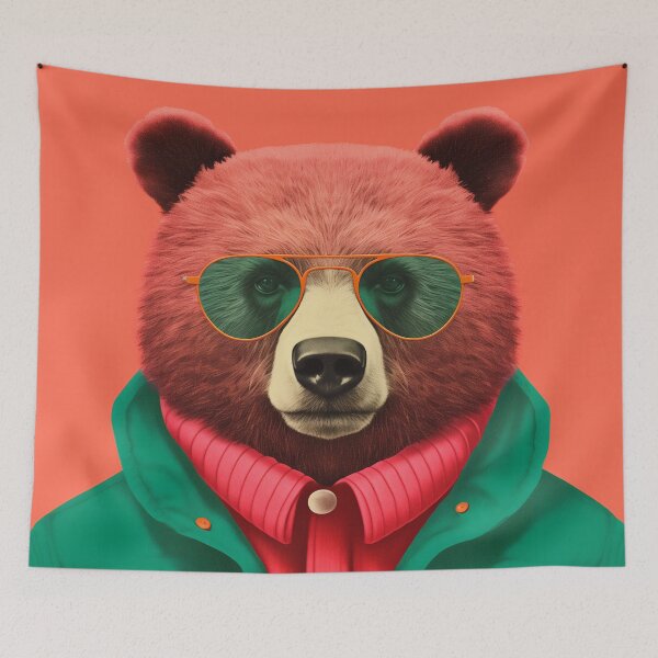 Item preview, Bear Fashionista Wearing Green Jacket designed and sold by EnchantArtCo.