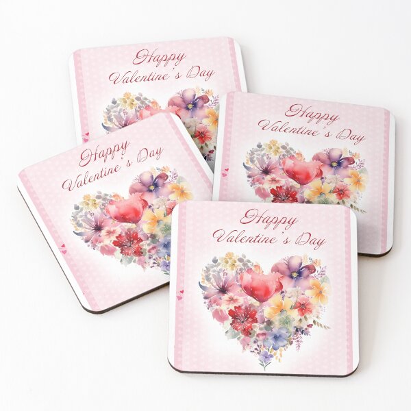 Item preview, Happy Valentine's day card with watercolor red  Heart and flowers St Valentine's Day postcard designed and sold by Createya.