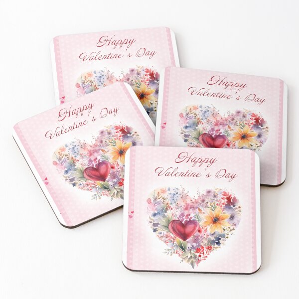 Item preview, Happy Valentine's day card with watercolor red  Heart and flowers St Valentine's Day postcard designed and sold by Createya.