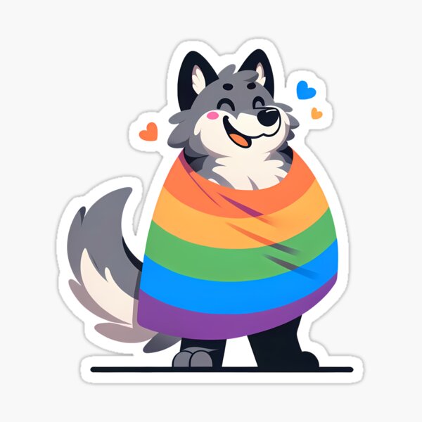 Comfy Womfy Furry Pride Wolf LGBTQ Rainbow Sticker