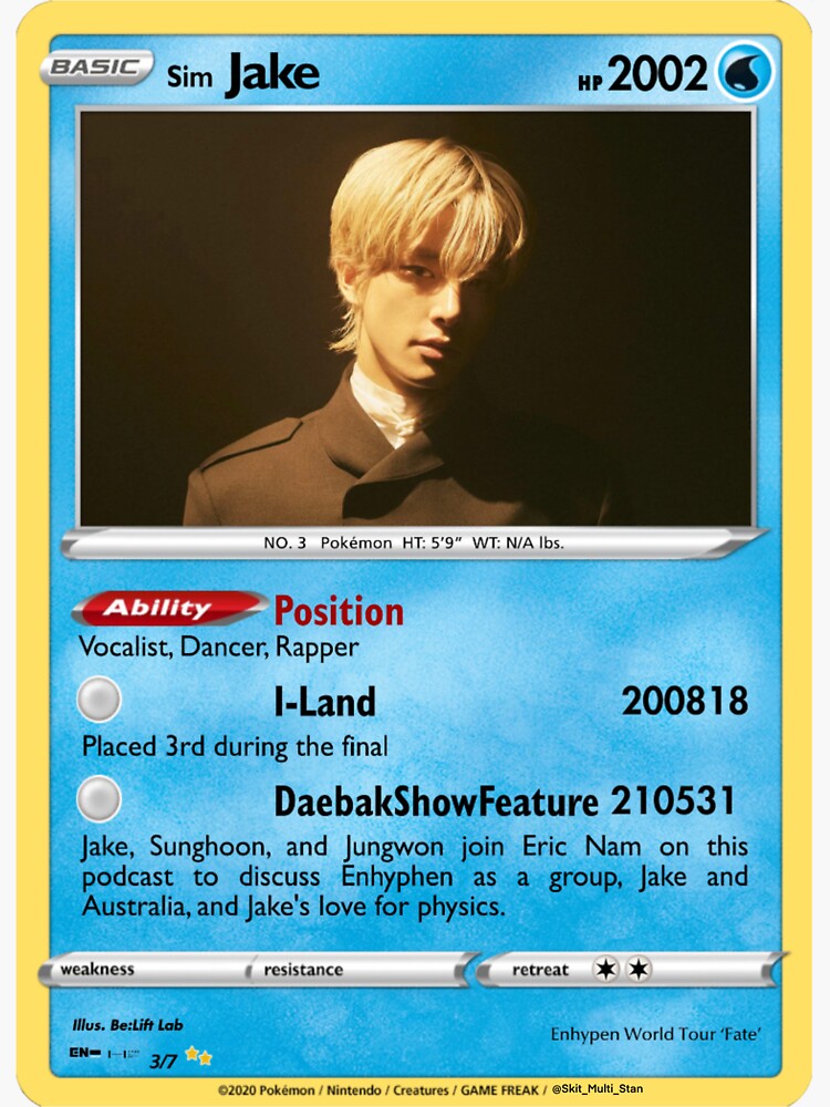 シングルカード ENHYPEN - JAKE FC Amazon.co.jp: enhypen fate New Joins FC Trading Card Jongwon