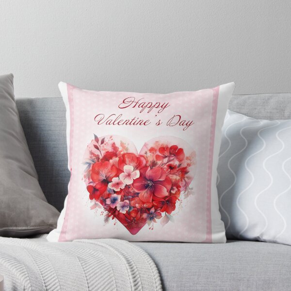 Item preview, Happy Valentine's day card with watercolor red  Heart and flowers St Valentine's Day postcard designed and sold by Createya.