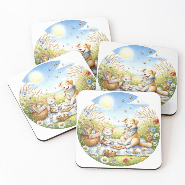 Item preview, Cat And Dog Picnic | Friends | Wholesome | Cute designed and sold by ShopCoolStop.