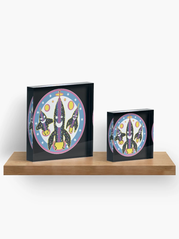 Thumbnail 3 of 5, Acrylic Block, Happy Retro Rocketships designed and sold by Rickybrook.