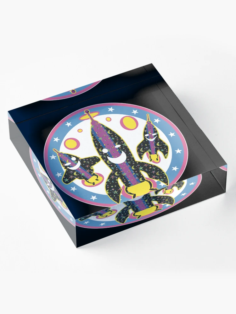 Thumbnail 4 of 5, Acrylic Block, Happy Retro Rocketships designed and sold by Rickybrook.