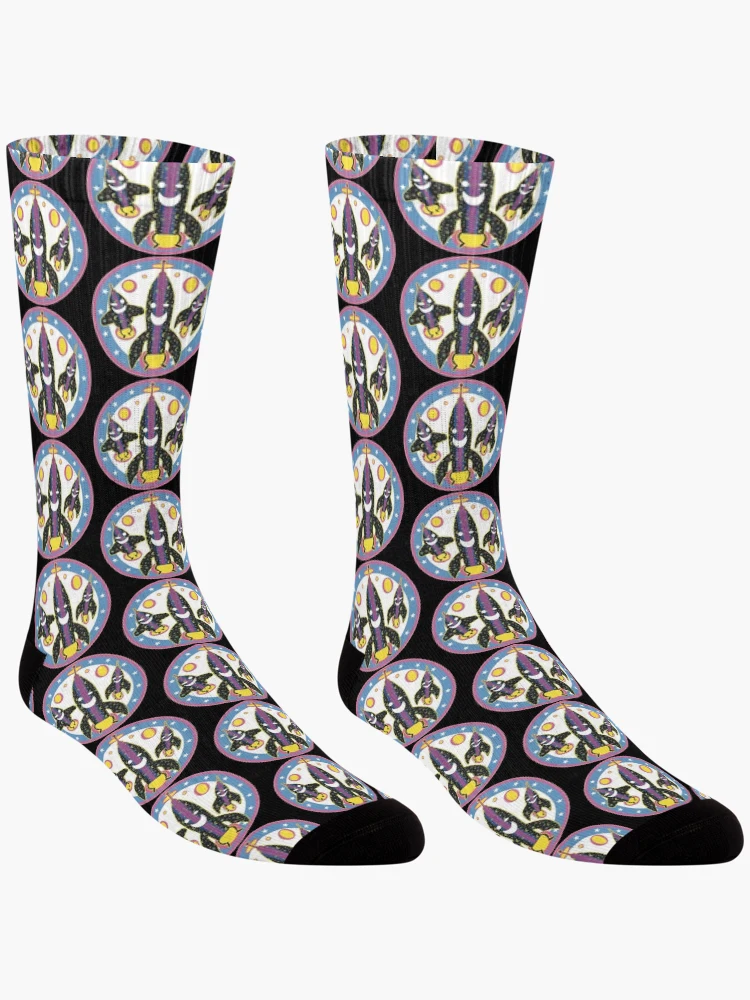 Thumbnail 3 of 5, Socks, Happy Retro Rocketships designed and sold by Rickybrook.