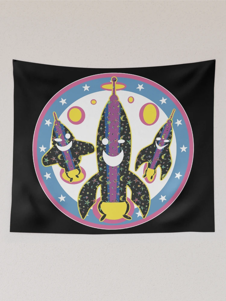 Thumbnail 2 of 3, Tapestry, Happy Retro Rocketships designed and sold by Rickybrook.