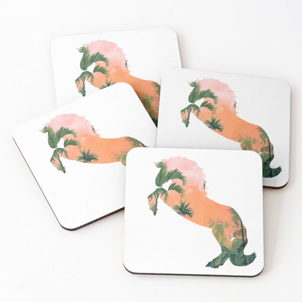 Item preview, Heavy horse rearing in tropical palm tree tropical pink and green, for every horse lover! designed and sold by PICbyFemke.