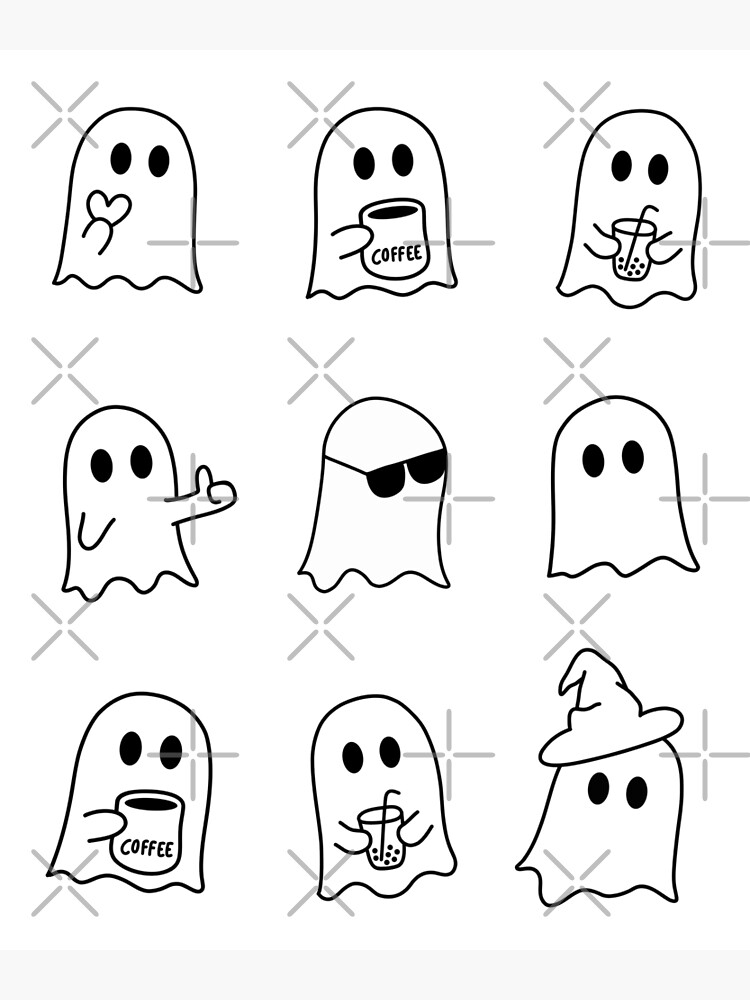 Cute Ghost Line Arts - Cute Spooky -  Halloween Poster