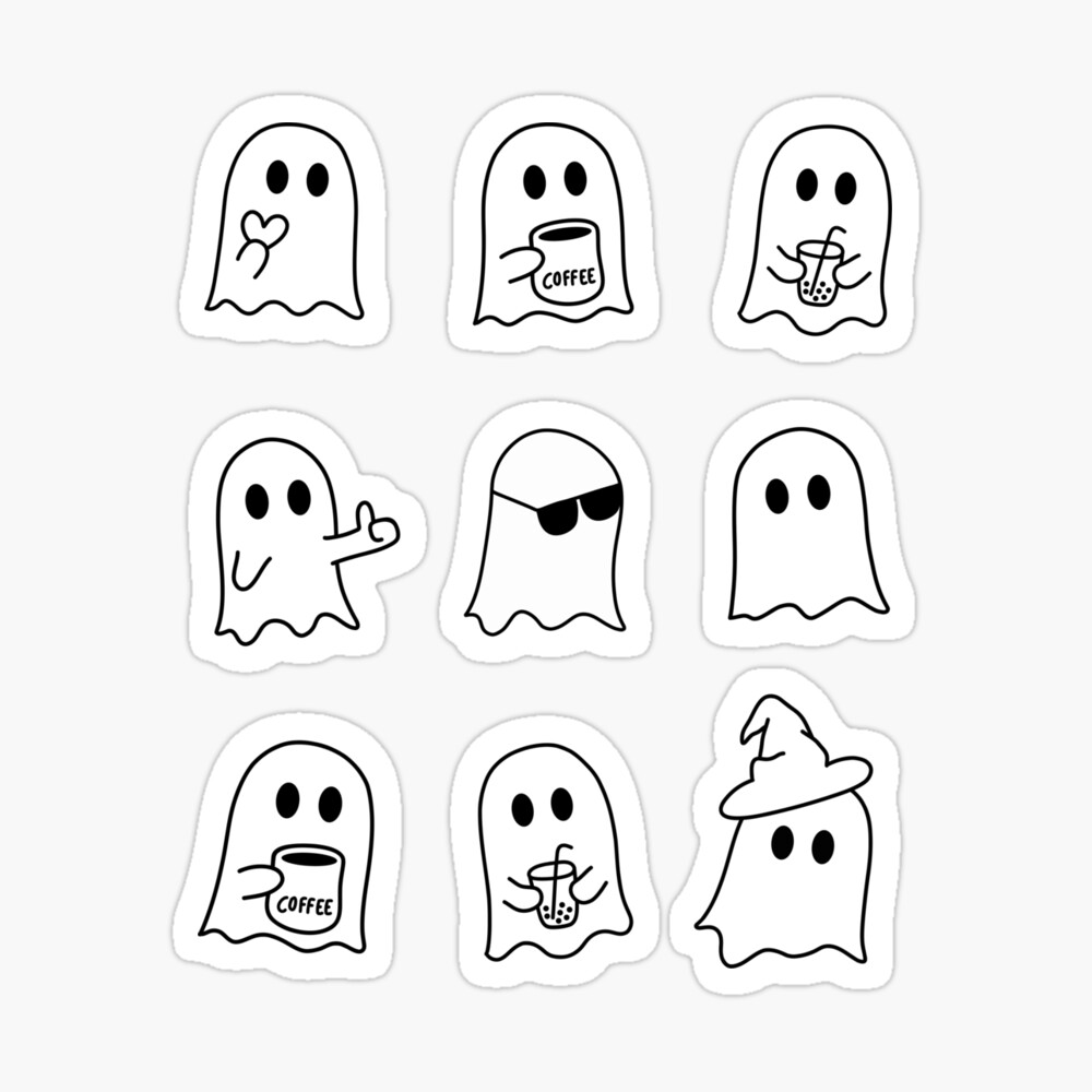 Cute Ghost Line Arts - Cute Spooky -  Halloween Poster