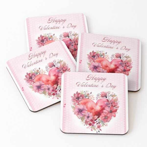 Item preview, Happy Valentine's day card with watercolor red  Heart and flowers St Valentine's Day postcard designed and sold by Createya.