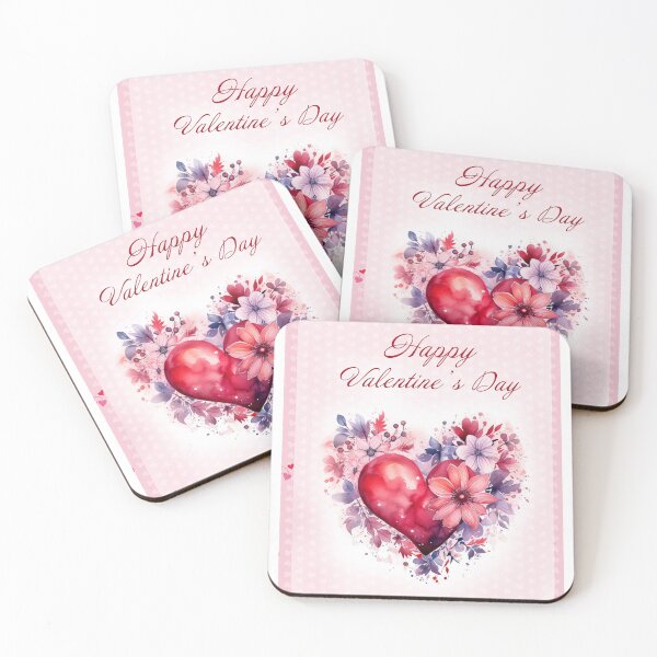Item preview, Happy Valentine's day card with watercolor red  Heart and flowers St Valentine's Day postcard designed and sold by Createya.
