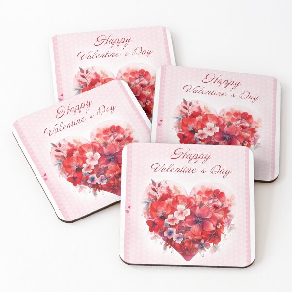 Item preview, Happy Valentine's day card with watercolor red  Heart and flowers St Valentine's Day postcard designed and sold by Createya.