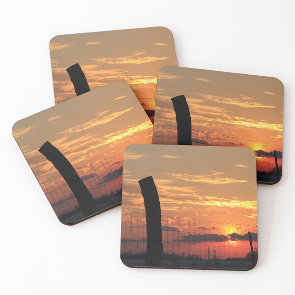 Item preview, Kansas Blazing orange Sunset with a Fence silhouette designed and sold by ROBERTDBROZEK.