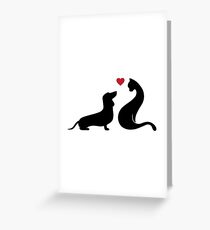 cat and dog love Greeting Card