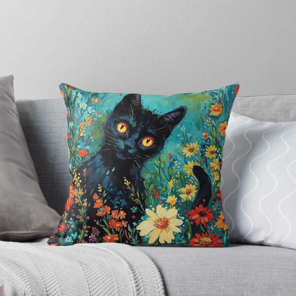 Item preview, Van Gogh Garden Cat Print Cottage Black Cat designed and sold by Peek-Designs.