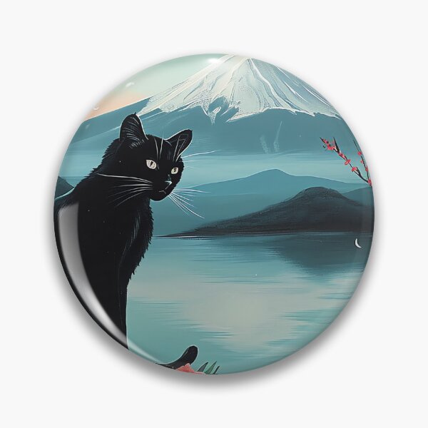 Item preview, Mount Fuji from an Azalea Garden Landscape Black Cat designed and sold by Peek-Designs.