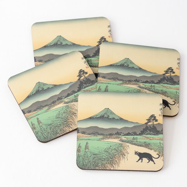 Item preview, Otsuki Plain in Kai Province Hiroshige Art Black Cat in Famous Paintings designed and sold by Peek-Designs.