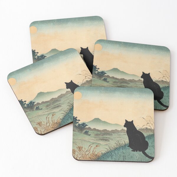 Item preview, Otsuki Plain in Kai Province Hiroshige Art Black Cat Art designed and sold by Peek-Designs.