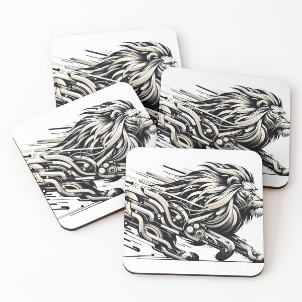 Item preview, Mechanized lion in swing dynamics with abstract elements designed and sold by NexusSales.