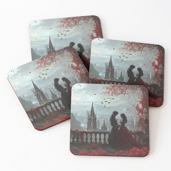 Item preview, Gothic Fairy Tale and Romance Art: Crimson, Roses, Couple designed and sold by Fortuitous-Find.